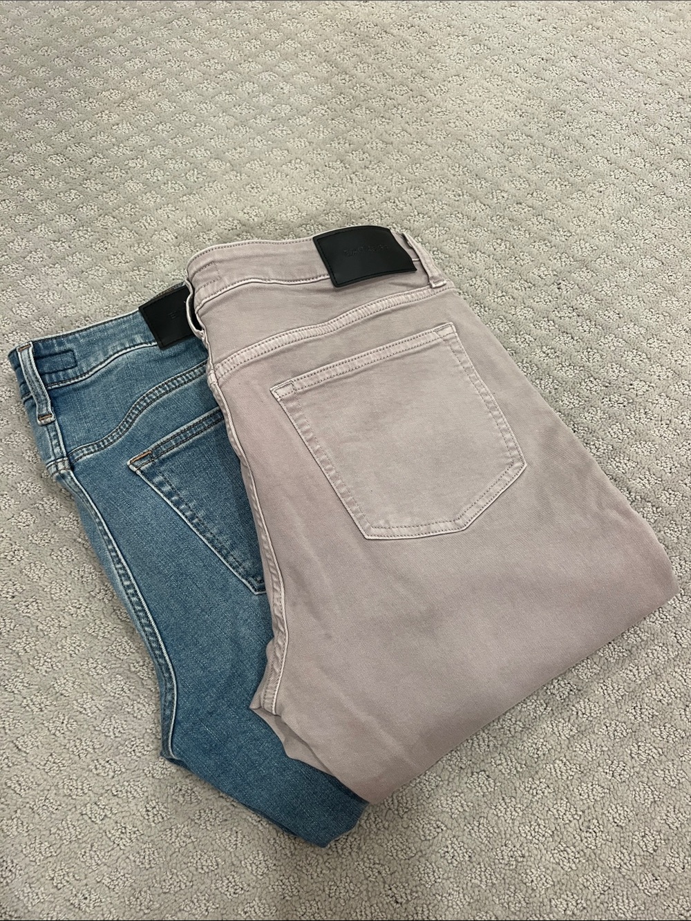 Men’s Express Slim Jeans in Light Blue and Taupe